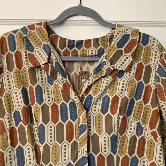 Vintage Pleated Printed Dress Large - Picture 8 of 9